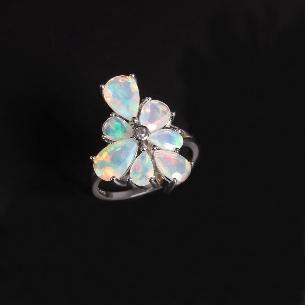 Luxury Unique Design Ring with Natural Ethiopia Opal 3.62ct Good Quality Gemstone S925 Silver Fine Jewelry for Women Gift