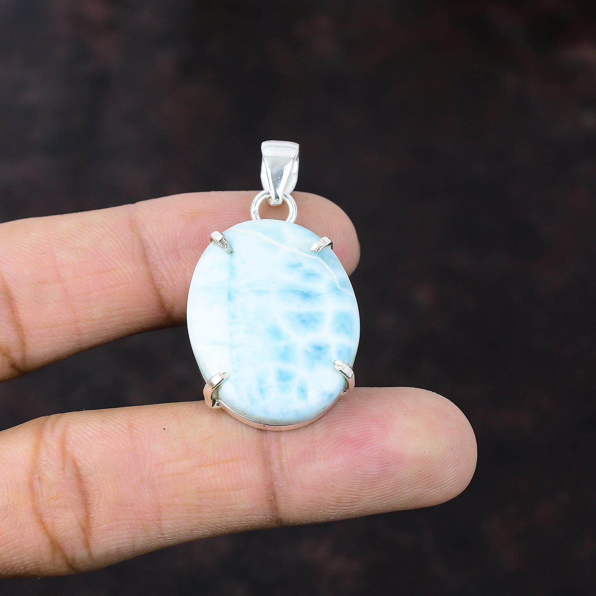 Larimar Pendant 925 Sterling Silver Pendant Gemstone Pendant Handmade Dainty Jewelry Wonderful Pendant Gift For Friend Latest Design Jewelry