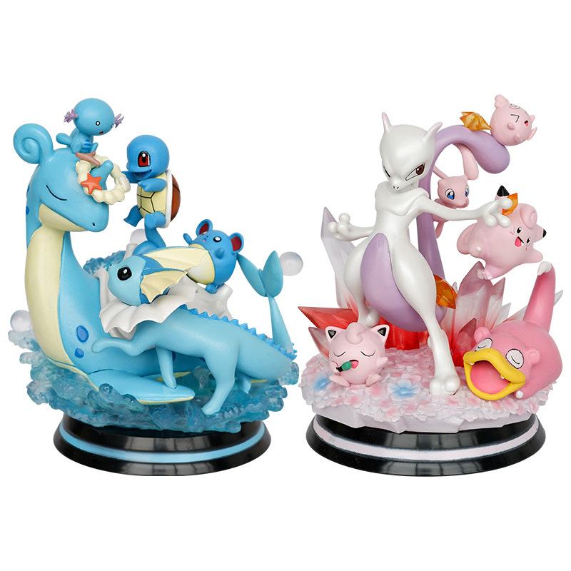 Mew Mewtwo Lapras Squirtle Can Emit Light Scene Anime Figure Model Doll 16cm Decorative Gifts Collected Toy