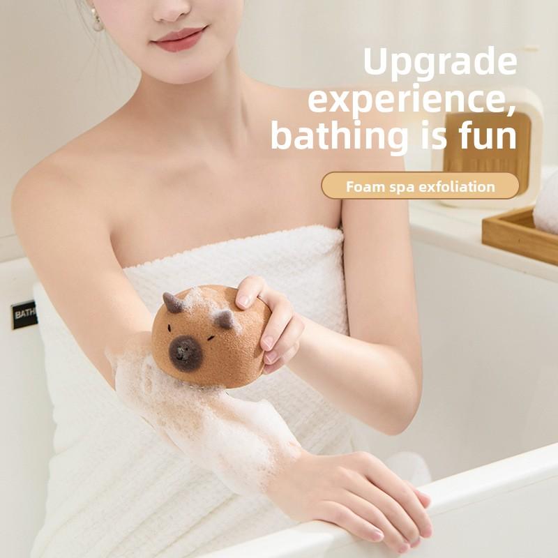 1 Stück Kapibara Schwamm Badekugel Dusche Rub für Ganzkörperpeeling Massagebürste Schrubber Körperbürste Schwammbürste Badezimmerzubehör