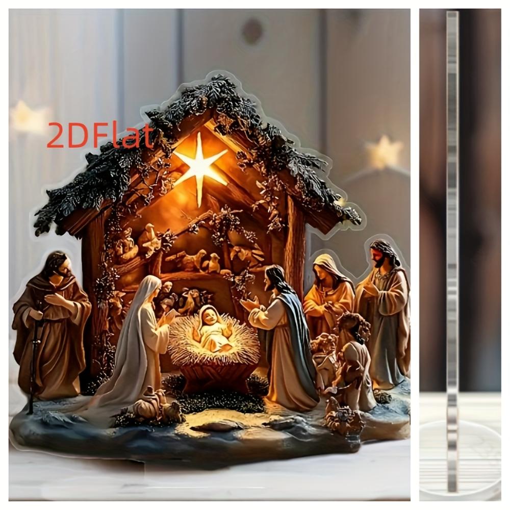 2D Flat Ornaments, Christmas Scene Decorations, Nativity Scenes for Homes, Offices and Bookstores - Multifunctional Holiday Table Decorations,