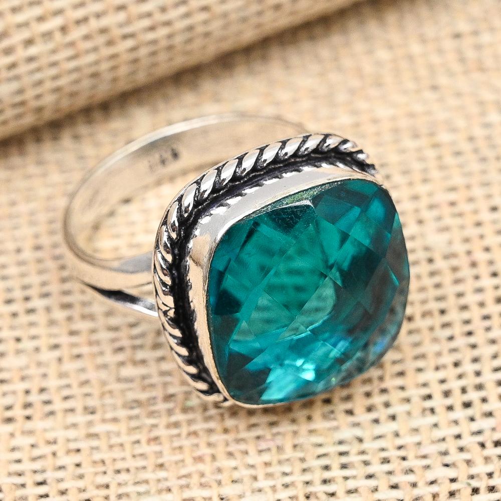 Belle bague en argent sterling 925 faite à la main avec pierre précieuse tourmaline indicolite