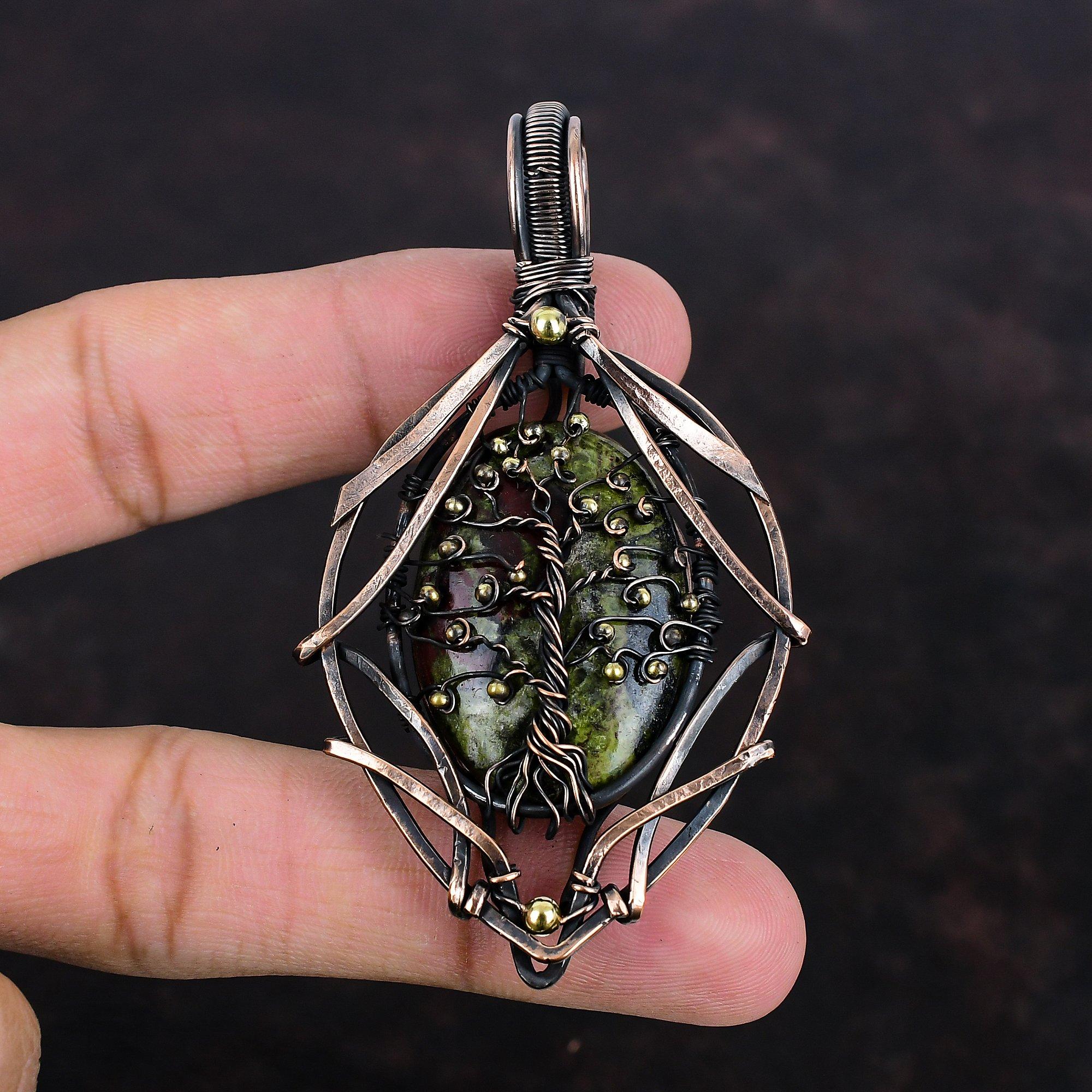 Tree Of Life Dragon Bloodstone Pendant Copper Wire Wrapped Pendant Handmade Jewelry Gemstone Pendant Wonderful Copper Jewelry Gifts For Her
