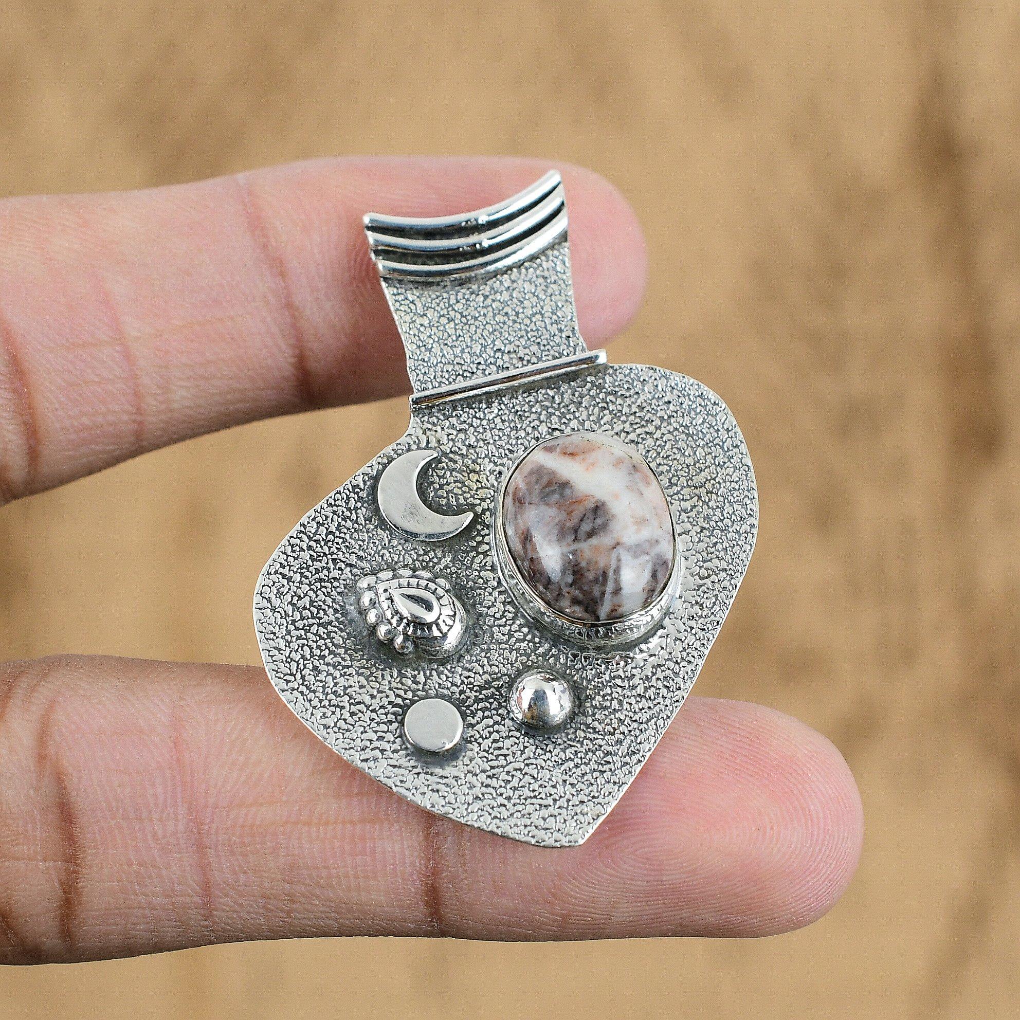 Womens Day Sale Sterling Silver Coconut Jasper Stone Birthday Handmade Pendant