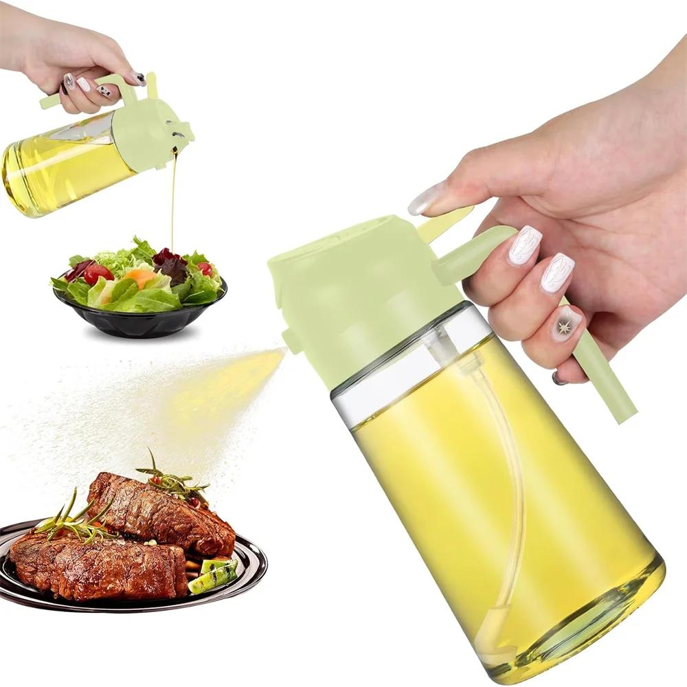 16oz/470ML Glass Oil Dispenser,2in1  Glass Oil Dispenser and Sprayer,Cooking Sprayer,Oil Spray Bottle,