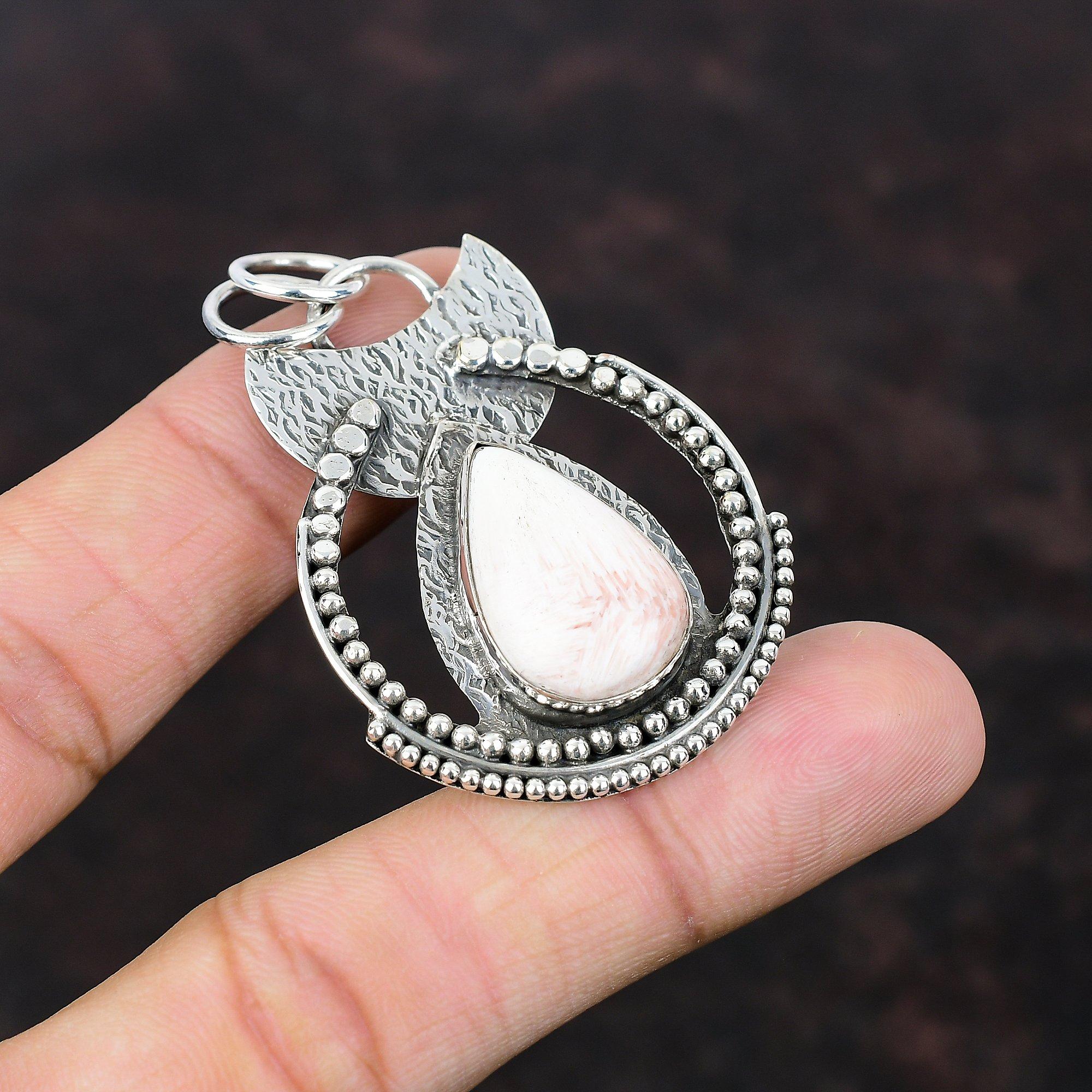 Scolecite Hänge Handgjorda Vackra Smycken 925 Sterlingsilver Hänge En A Kvalitet Ädelsten Smycken Gåva För Kvinnor Senaste Design Smycken