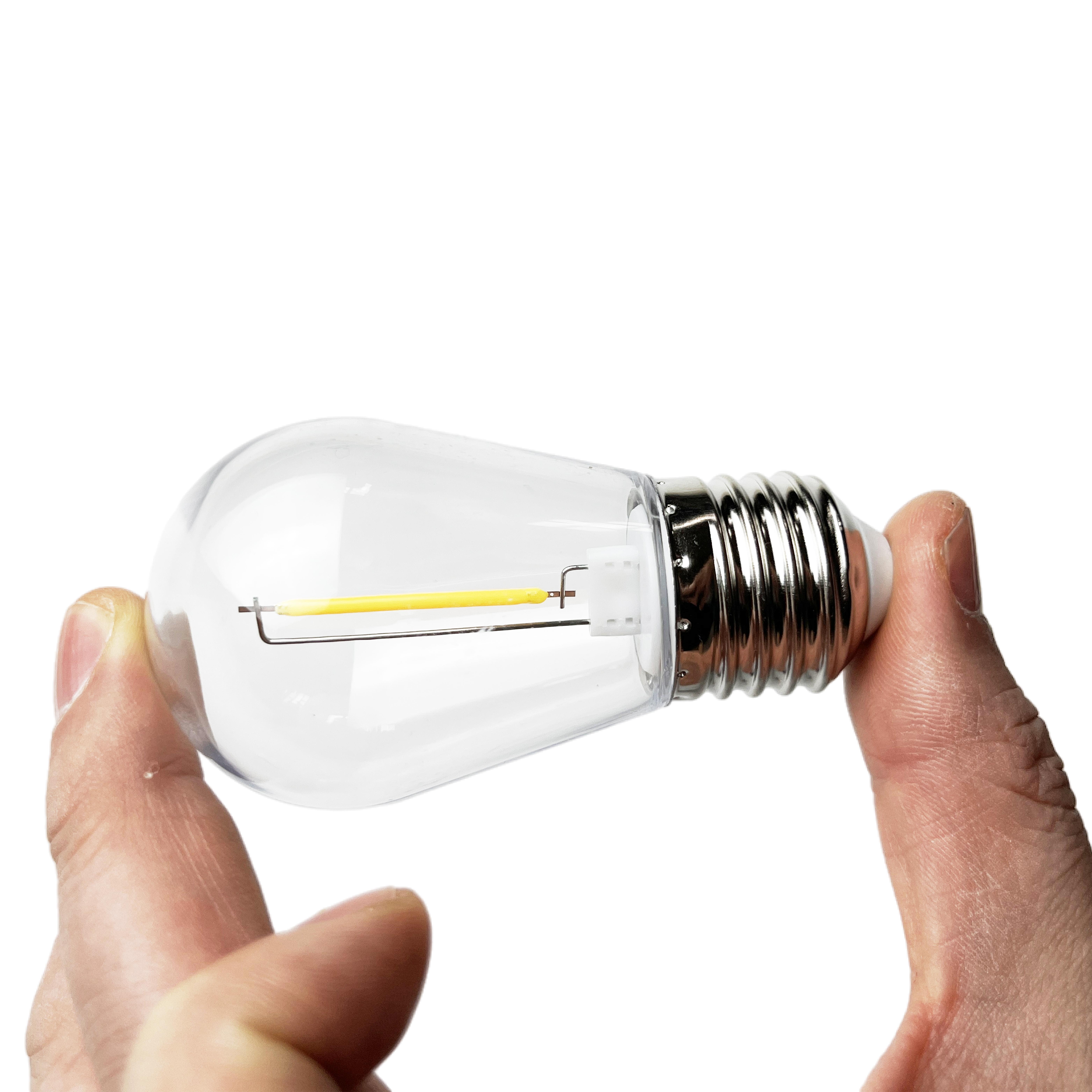 Pacote com 10 Lâmpadas LED Filamento S14 para Luzes de Fio E26 E27 1W 2W Branco Quente Cobertura de PC 5V 24V 220V Decoração Externa