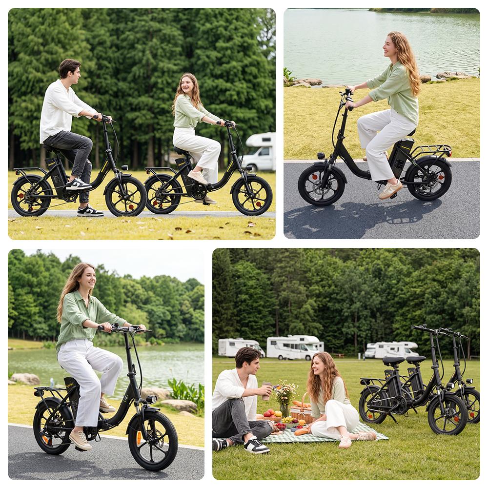 U4 Electric Bike 10.4Ah Battery 25KM/H Max Speed Front Suspension Disc Brake 3-Speed Modes 55+ Miles Range Compact Electric Bicycle with 16'' Tires