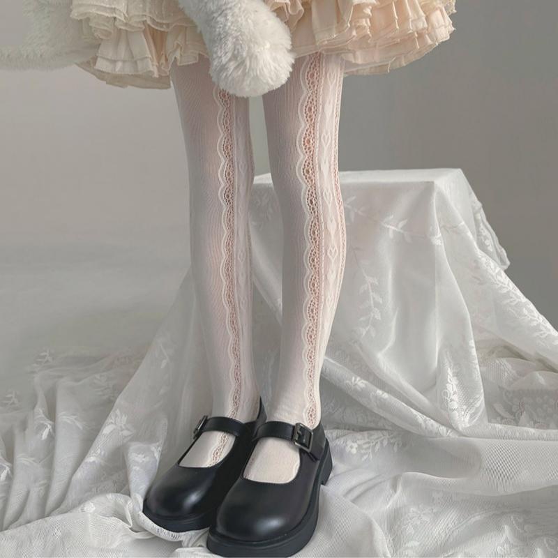 Autumn Sweet Tights Lolita Style Girls Pantyhose Spring Fall Cotton Knit Infant Stocking Children Pantyhose Baby Tights 2-13years