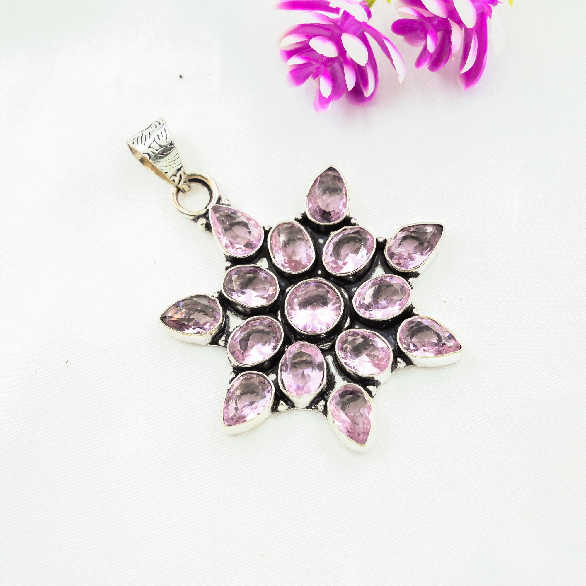 Pink Kunzite Pendant Gemstone Jewelry, 925 Solid Sterling Silver Pendant, Handmade Jewelry Birthstone Pendant, Gift For Him