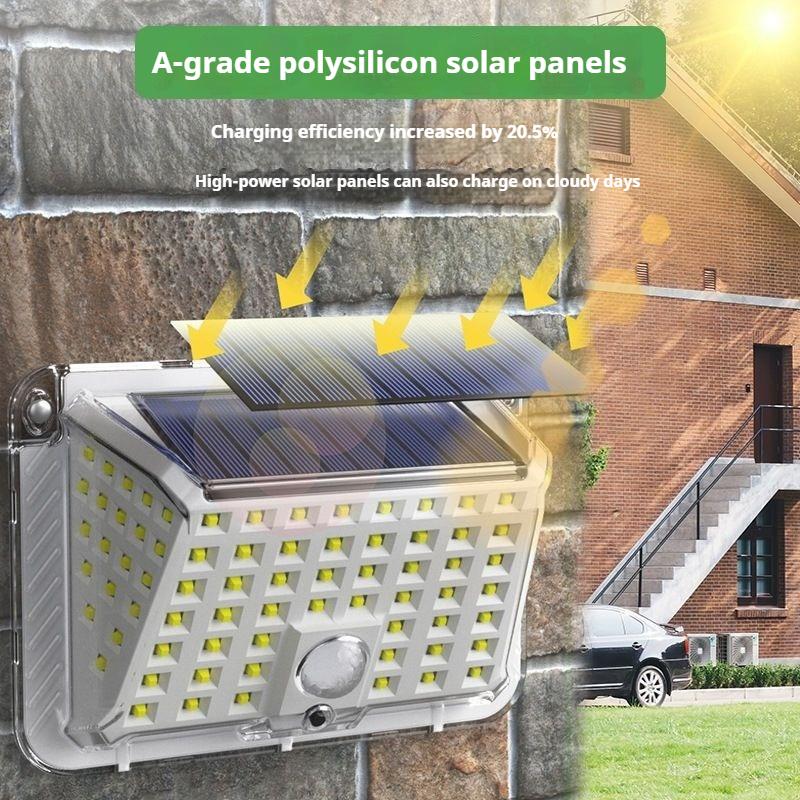 Solar Light Outdoor Garden Light Body Sensor Street Light Home Waterproof Lighting LED Three Sides Solar Wall Light