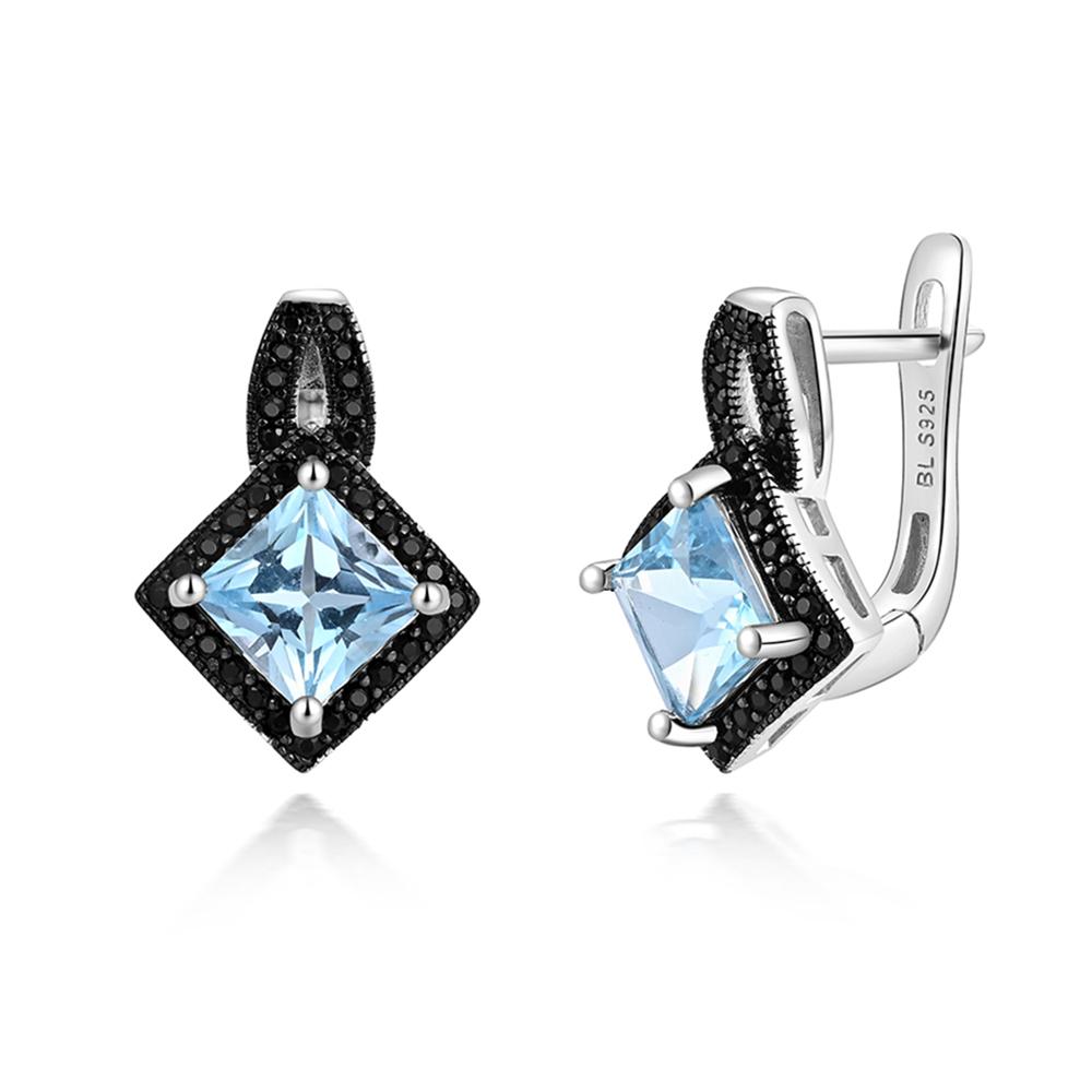 Elegant and Noble Sky Blue Topaz Earrings 925 Sterling Silver Natural Gemstone Simple Fine Jewelry for Women Anniversary Birthday Gifts