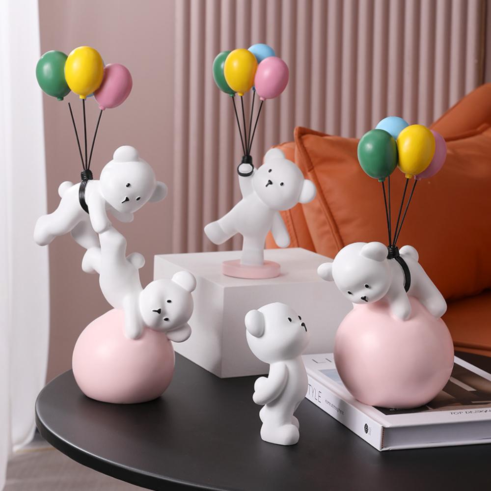 Balloon Bear Resin Ornament Children's Room Creative Gift Couple Wedding Clearance Cute Girl Heart Ornament