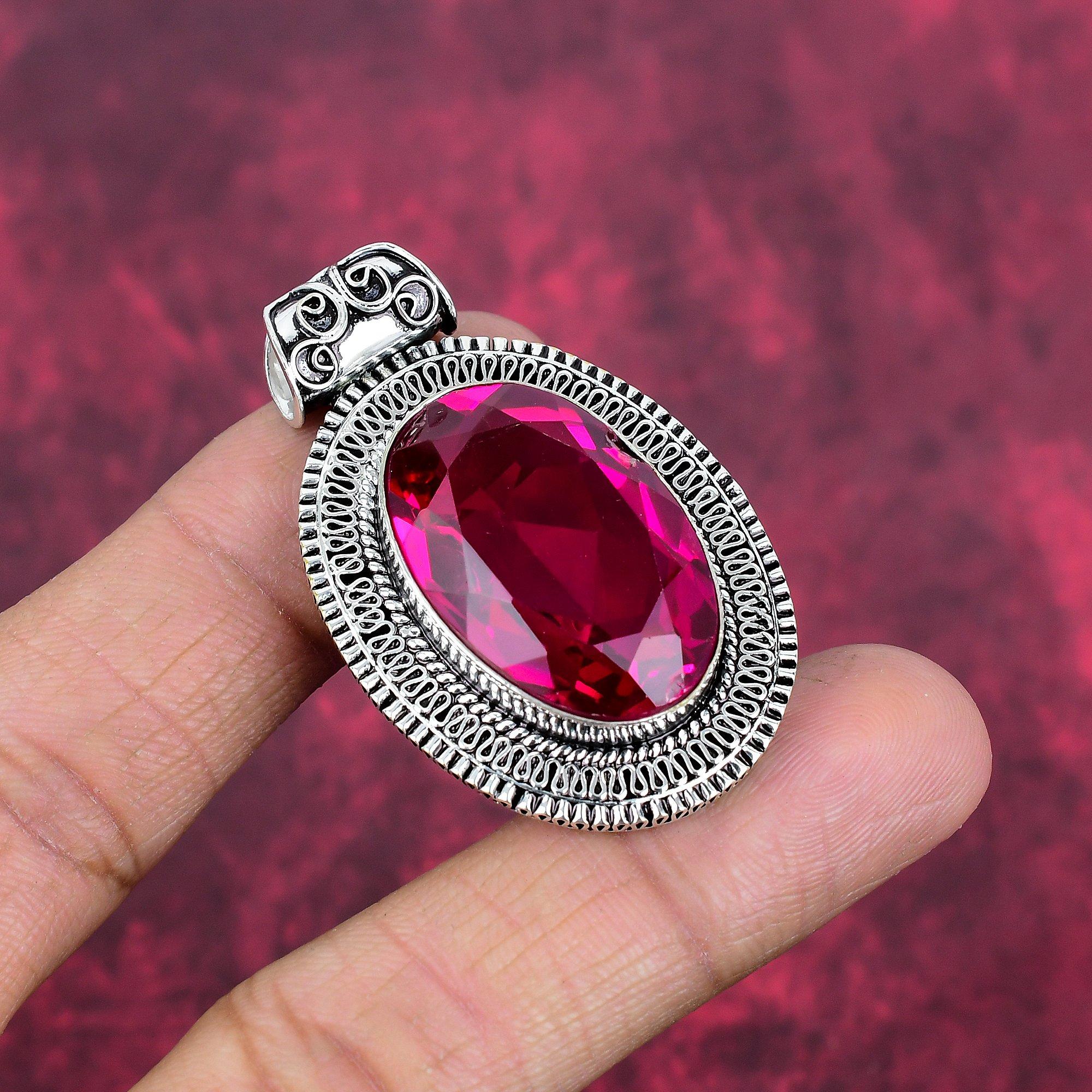 Rubellite Pendant, 925 Sterling Silver Pendant Gemstone Jewelry, Handmade Pendant Amazing Jewelry, Gift For Her