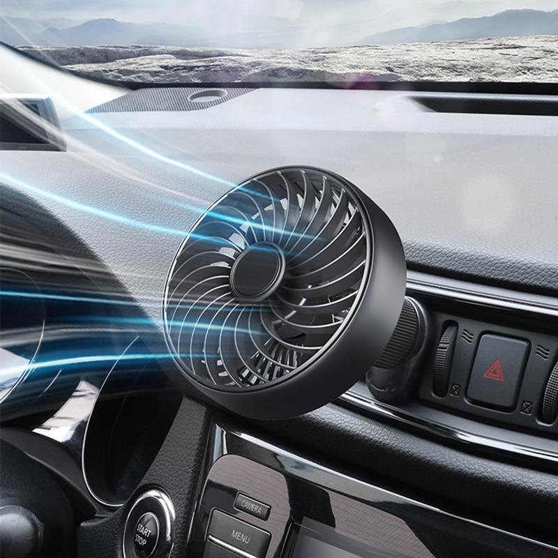 SEAMETAL Car Fan Air Outlet Fan 360 Rotating 3-speed Adjustable Cooling Wind Car Air Vent Conditioning Cold Fan