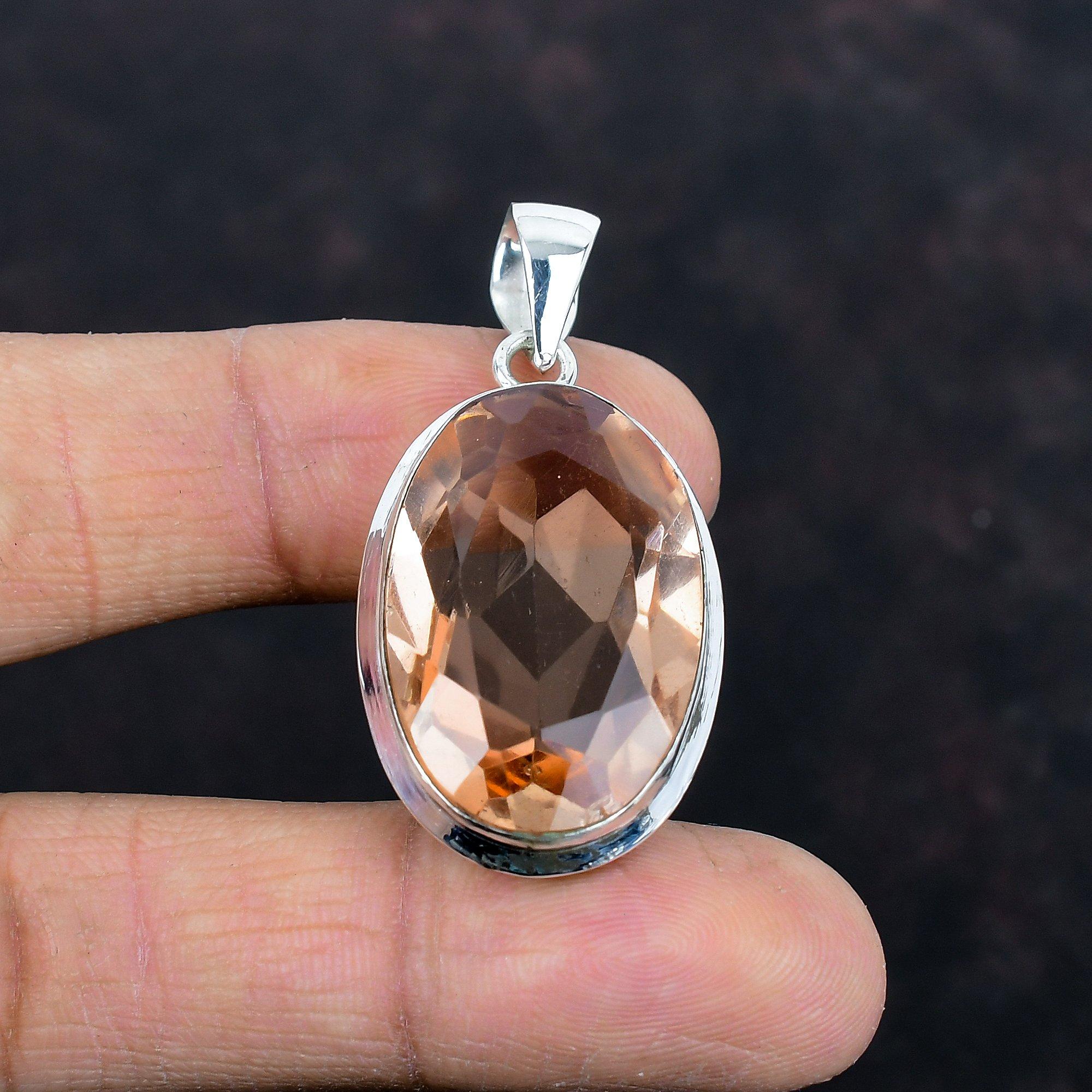 Faceted morganite pendant genuine gemstone pendant 925 sterling silver pendant morganite jewelry handmade antique pendant anniversary gifts