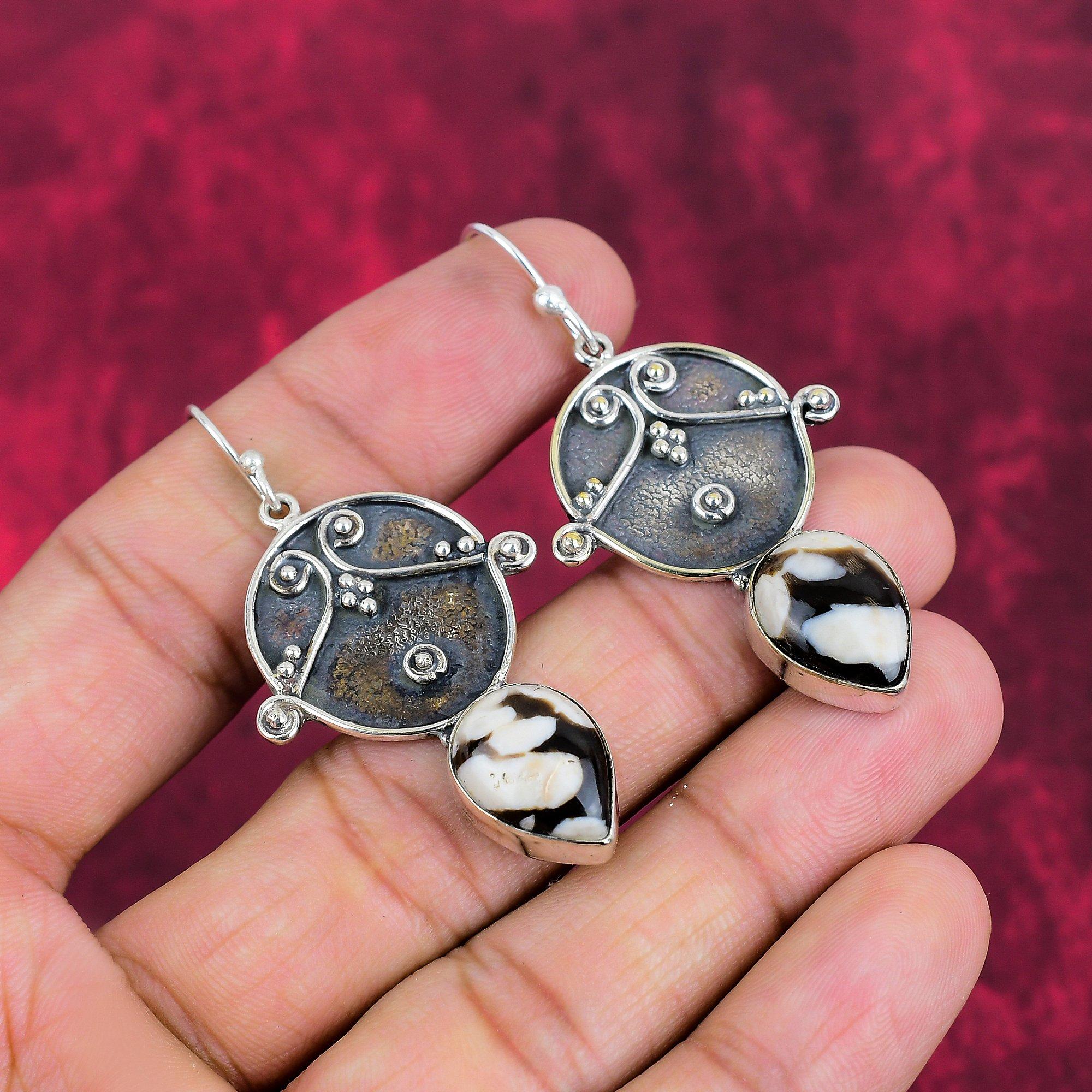 Buffalo Jasper Earrings Gemstone Jewelry, 925 Solid Sterling Silver Earrings, Gift For Women Handmade Earrings