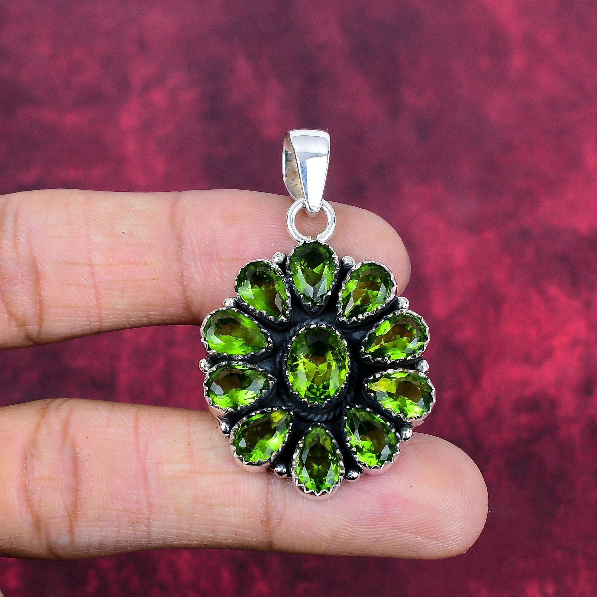 Peridot Pendant Gemstone Jewelry, 925 Solid Sterling Silver Pendant, Handmade Jewelry Birthstone Pendant, Gift For Him