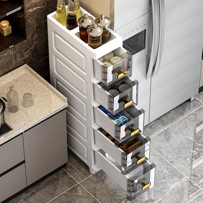 Bathroom Crevice Cabinet 3/4/5/6 Tier Waterproof Bathroom Organizer Shelves Narrow Toilet Storage Cabinet for Corner