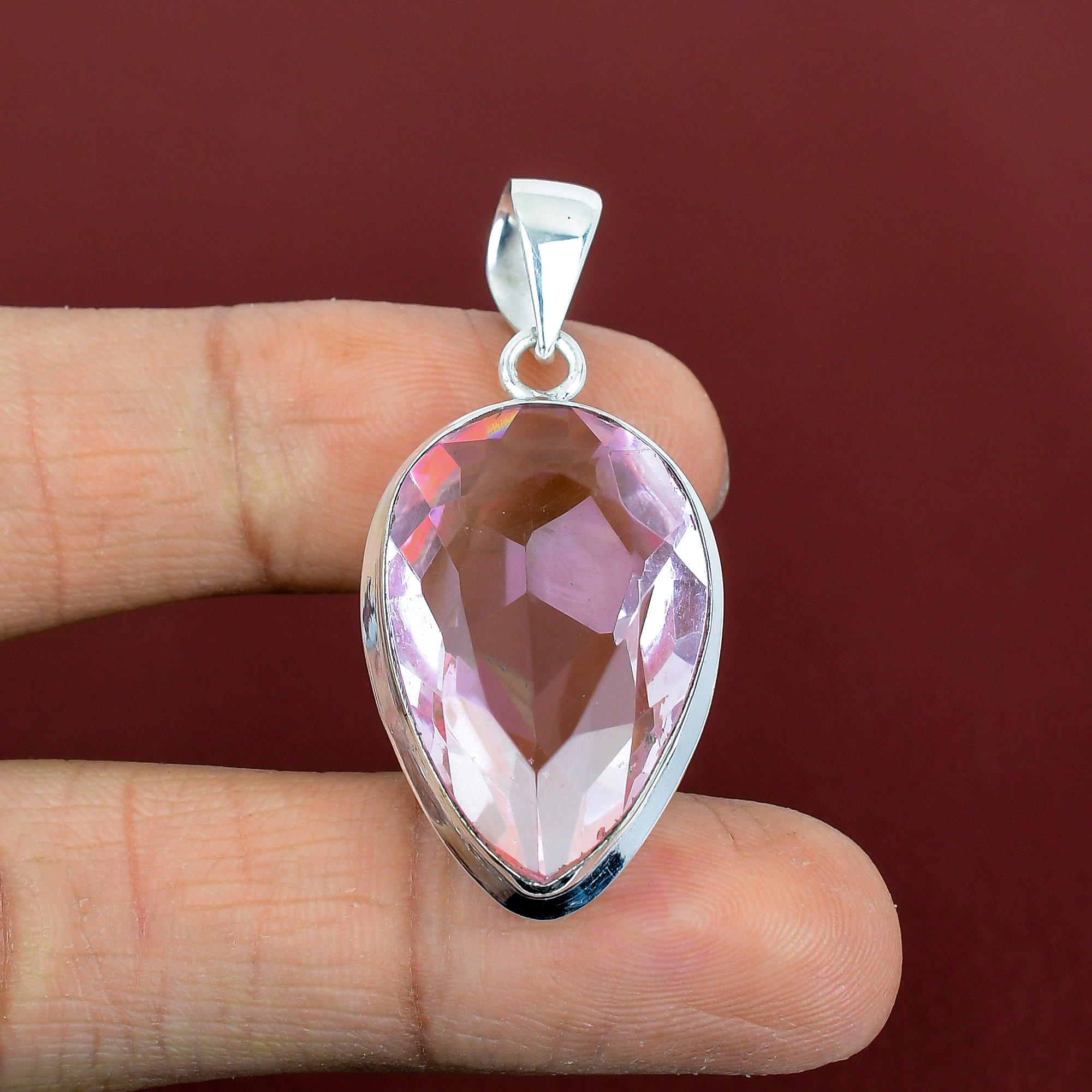 Faceted Pink Kunzite Pendant Natural Gemstone Jewelry Handmade Pendant 925 Sterling Silver Pendant Gifts for Mother Brand New Silver Jewelry