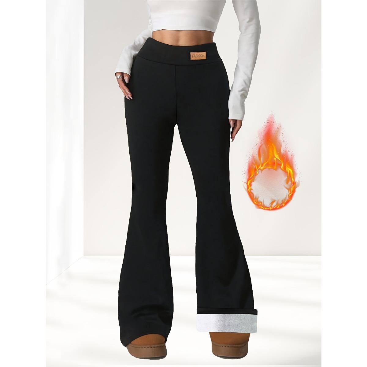 Samt Leggings, Winter Yoga Hosen mit hohem Bund, Schlaghose mit weitem Bein, Warme Hose
