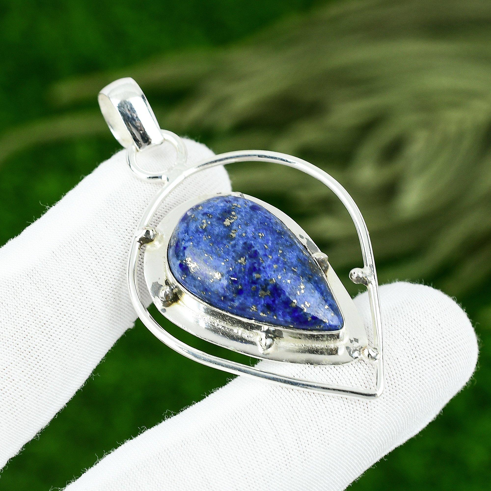 Present Till Kvinnor Smycke Hänge 925 Sterlingsilver Naturlig Lapis Lazuli Ädelsten