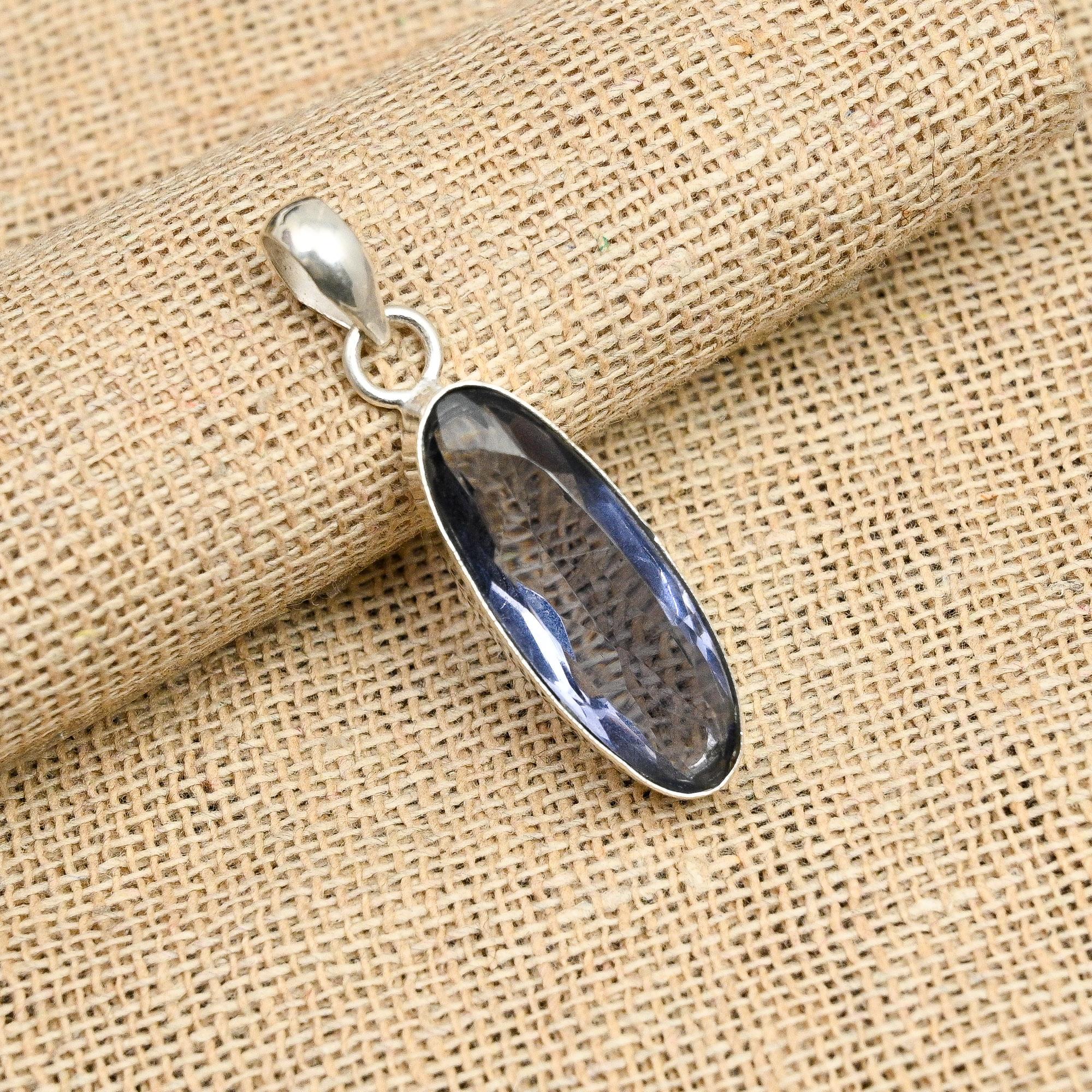 Charming Iolite Gemstone Handmade 925 Sterling Silver Jewelry Pendant For New Year Gift