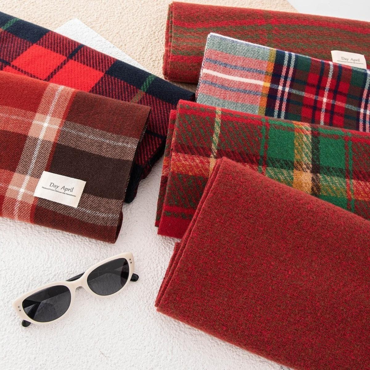 Plush Scarf, Plaid Scarf, Ladies' Warm Scarf, Scarf, Shawl