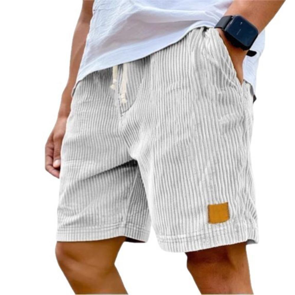 Men Vintage Logo Embroidered Corduroy Drawstring Loose Casual Fashion Shorts Soft Breathable Daily Outdoor Bottoms
