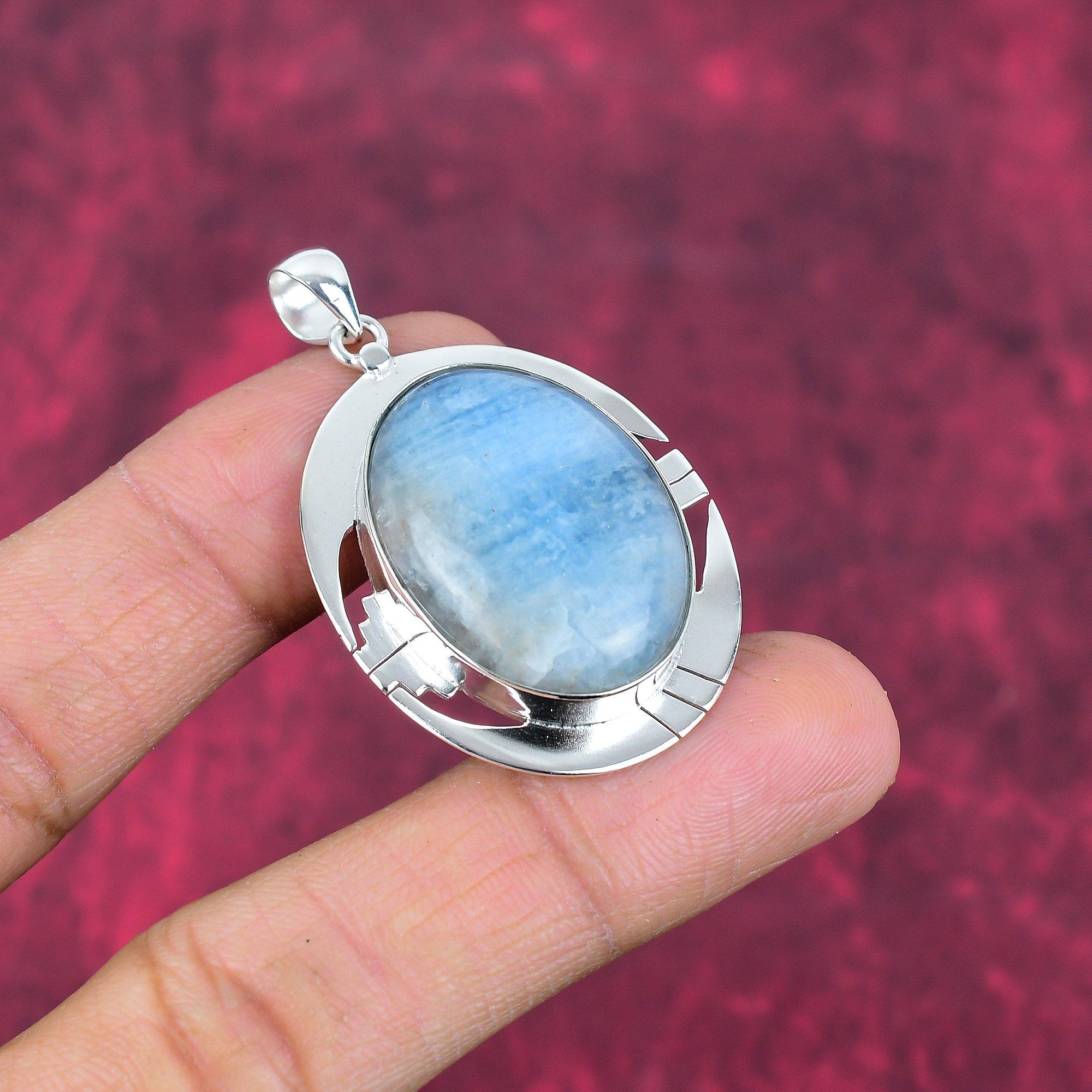 Stříbrný přívěsek z kyanitu 925, ručně vyráběné šperky s drahokamy, dárky pro manželku, zbrusu nový přívěsek