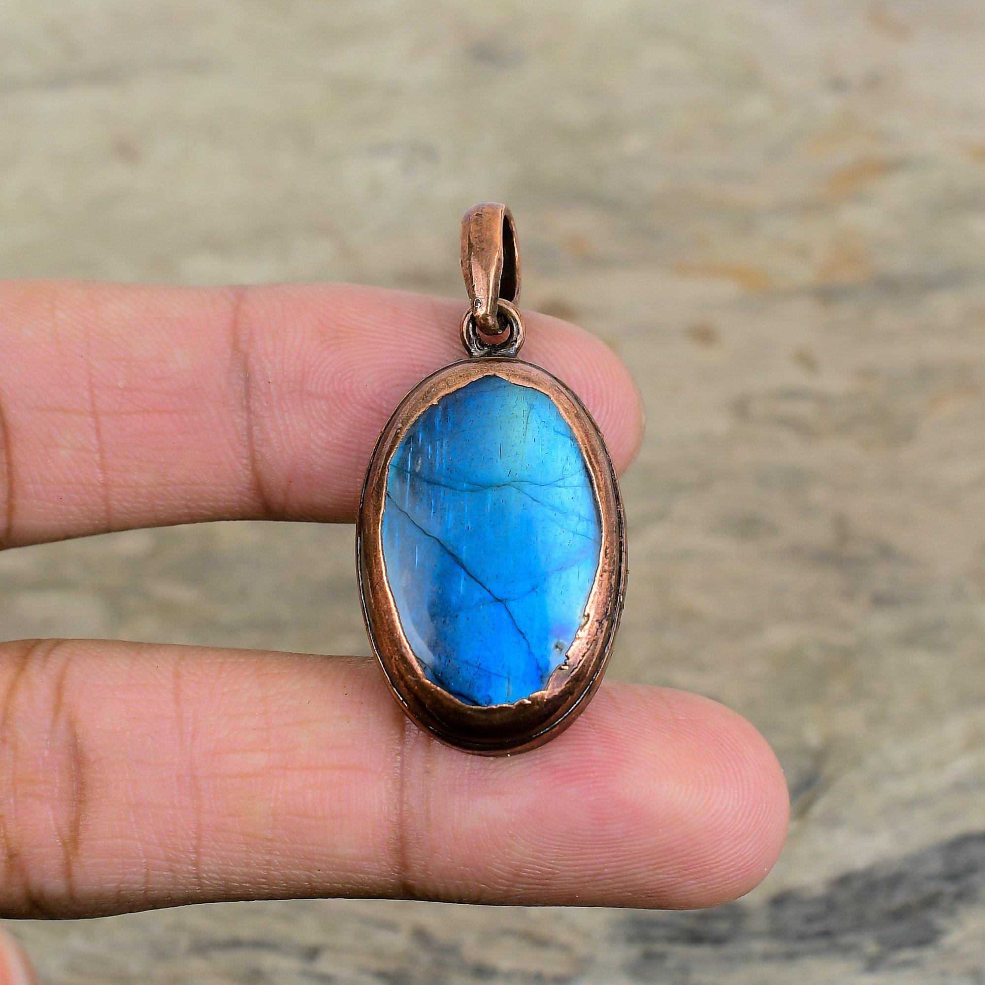 Labradorite Pendant Electroformed Copper Gemstone Pendant Labradorite Jewelry Handmade Pendant Electroformed Copper Jewelry Gifts For Mother