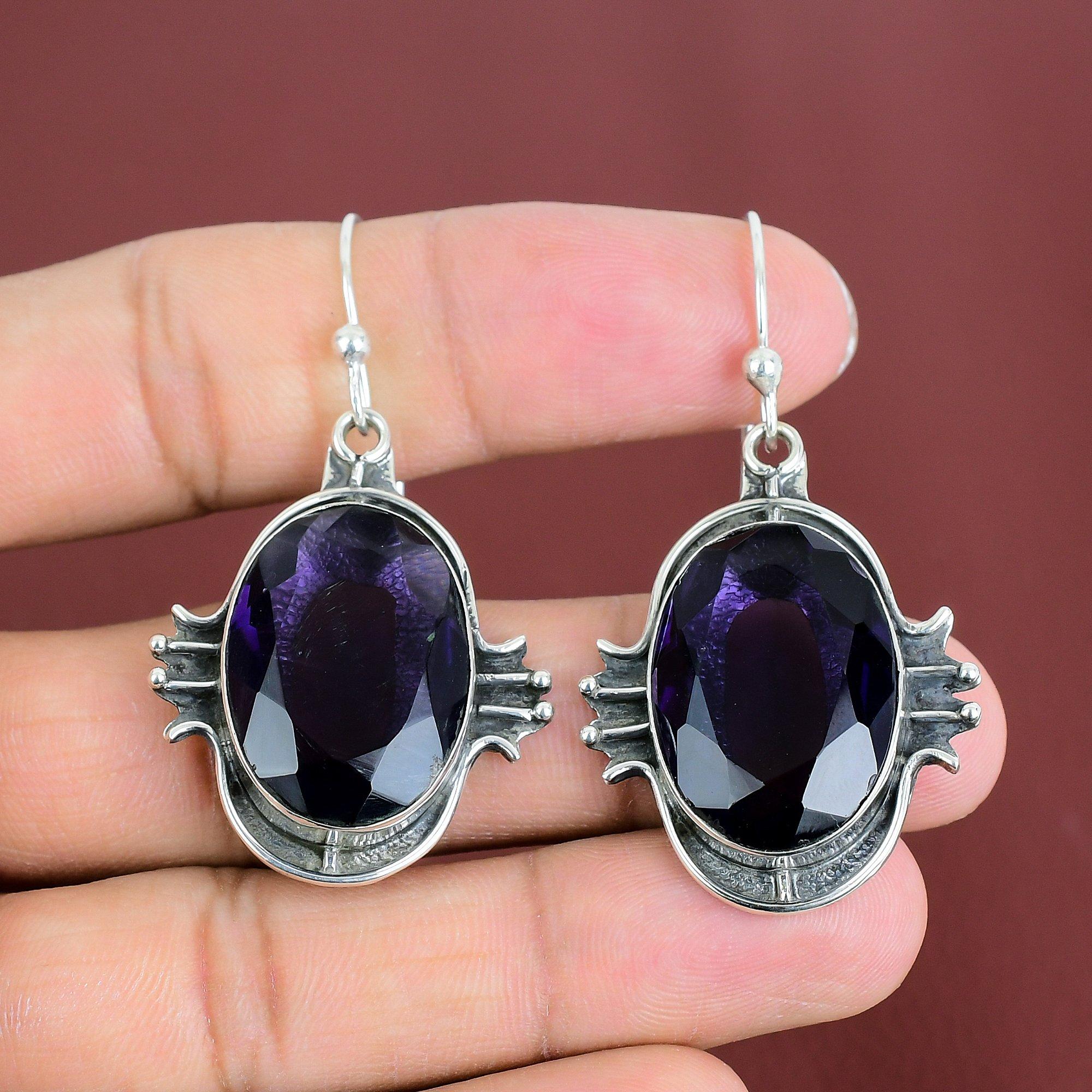 Faceted African Amethyst Earring 925 Sterling Silver Earrings Handmade Gemstone Earring Dainty Earring African Amethyst Jewelry Gift For Her