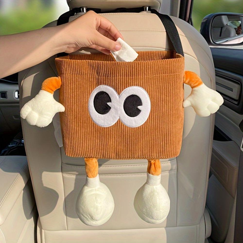 2 in 1 car trash can and tissue holder - polyester fiber, umbrella storage bucket for car accessories