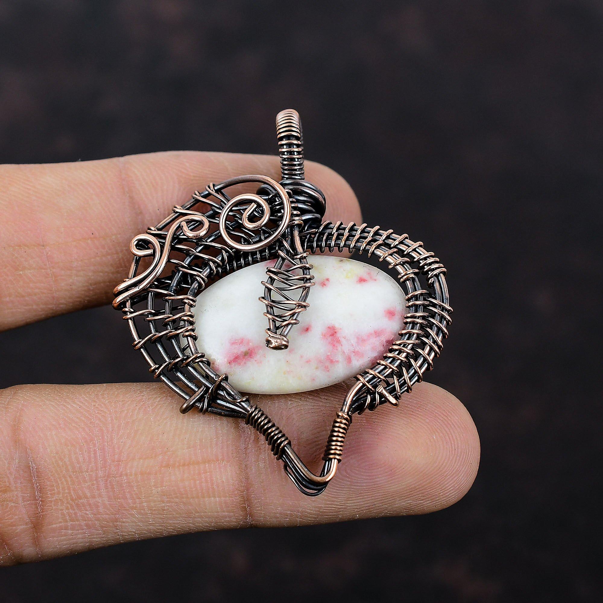 Cinnabarite Copper Wire Wrapped Pendant Handmade Jewelry Gemstone Pendant Wire Wrap Jewelry Gift For Him Cinnabarite Copper Jewelry Ethnic Pendant