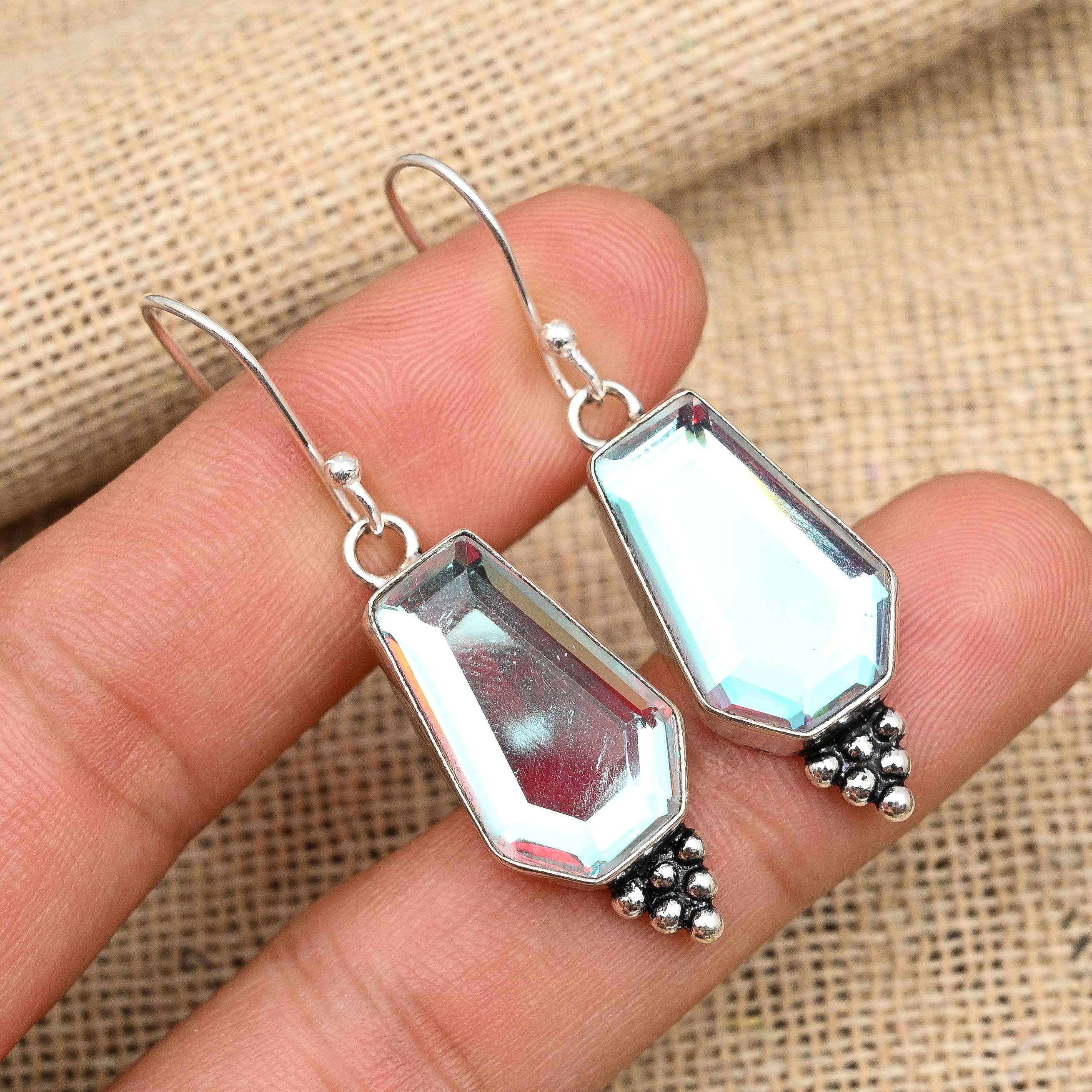 Rainbow Mystic Gemstone Handmade 925 Sterling Silver Earring Jewelry For Women