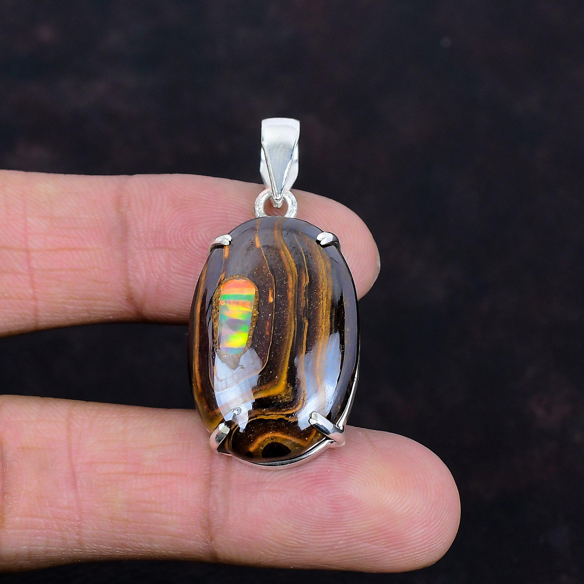 Ethopian Opal In Boulder Opal Pendant Very Pretty Gemstone Jewelry Handmade Pendant 925 Sterling Silver Pendant Unique Pendant Gifts for Mom