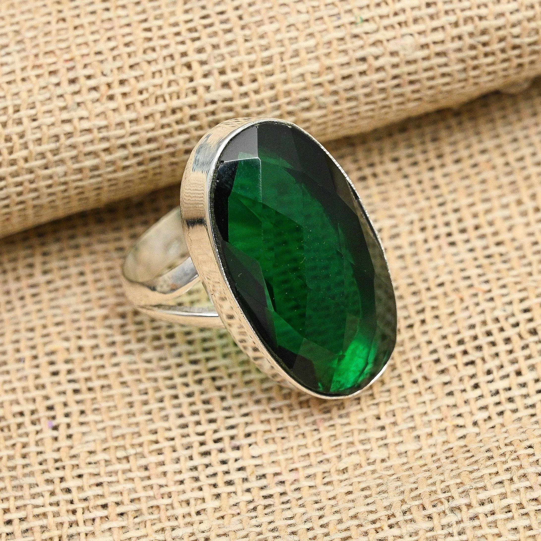 Pretty Chrome Diopside Gemstone 925 Sterling Silver Handmade Jewelry Ring For Her