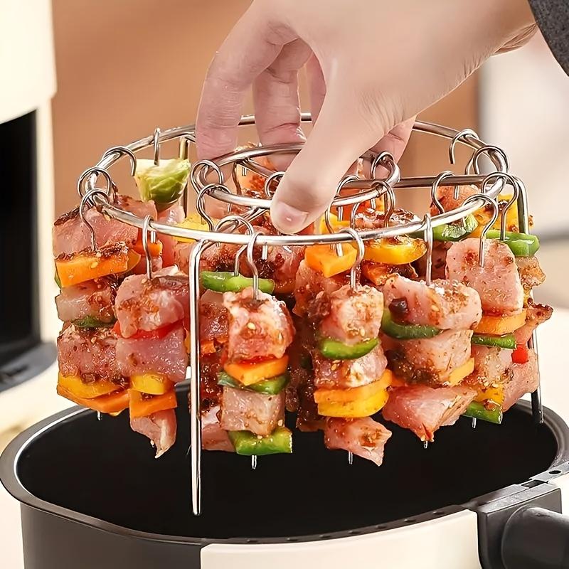 Stainless Steel Air Fryer Skewer Rack, DIY BBQ, with 24pcs, for Meat and Vegetables, Compatible with 3.5qt-5.5qt Air Fryer, Oven and Pressure Cooker
