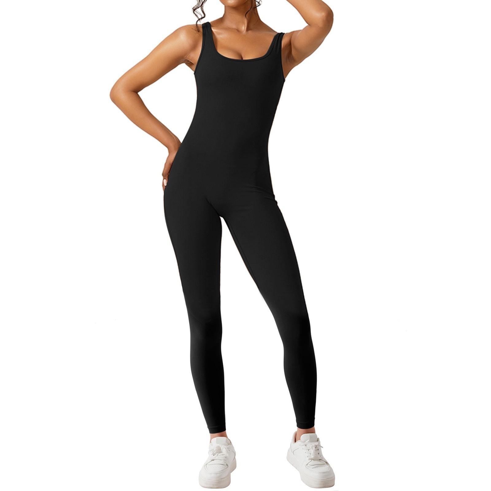Women's Slimming Sleeveless Bodysuit Tank Leotard Jumpsuits Romper for Gym Yoga Workout Ballet Stretchy Full-Length One-Piece