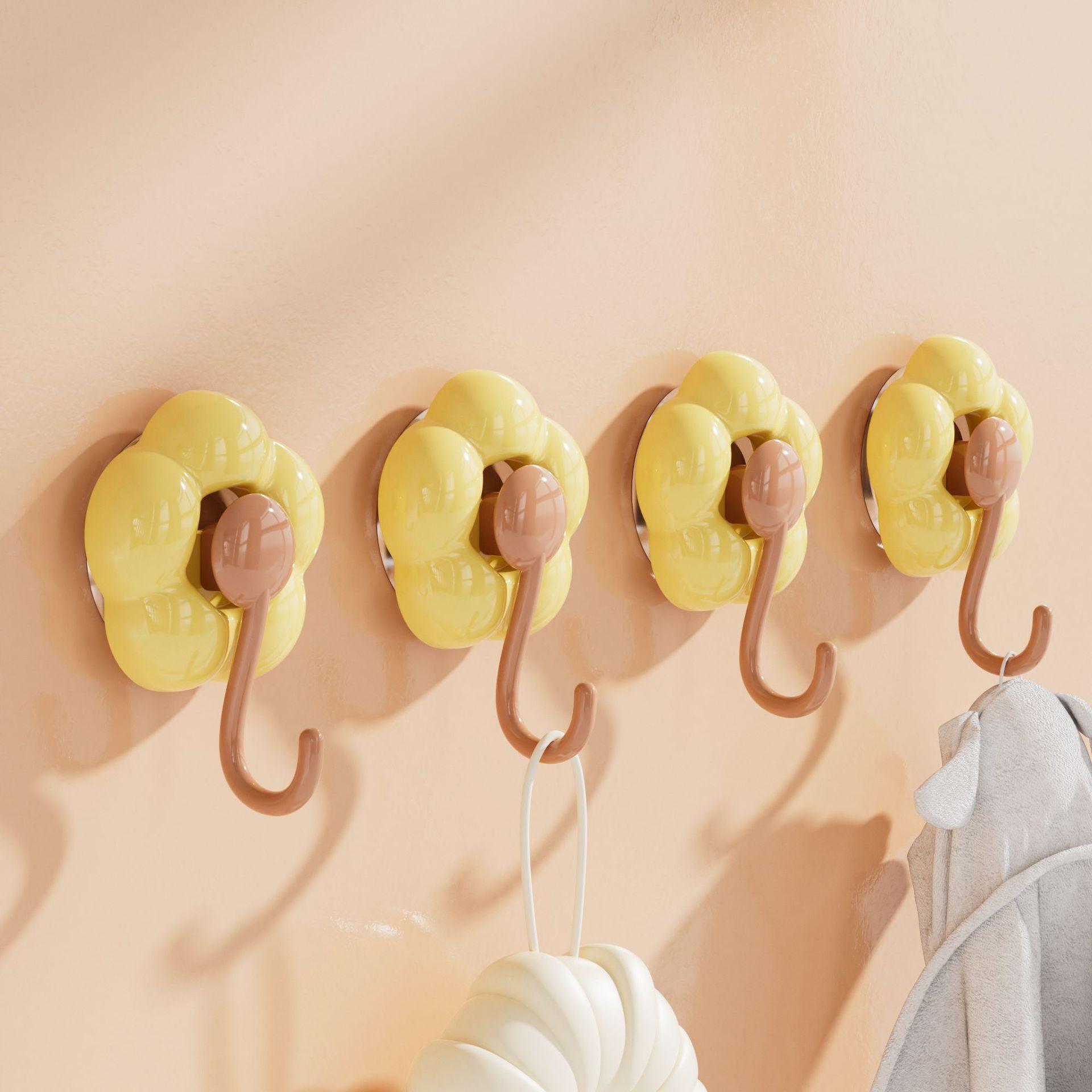 Creative Punch-free Flower Suction Cup Hook Multi-functional Bathroom Kitchen Reusable Traceless Hook Powerful Storage Rack