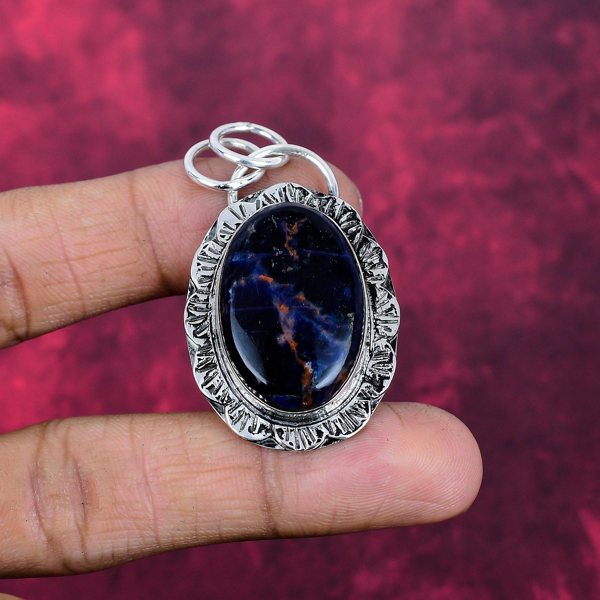 Sodalite Handmade Gemstone Pendant, 925 Solid Sterling Silver Pendant Antique Jewelry, Pendant For Engagement Gift