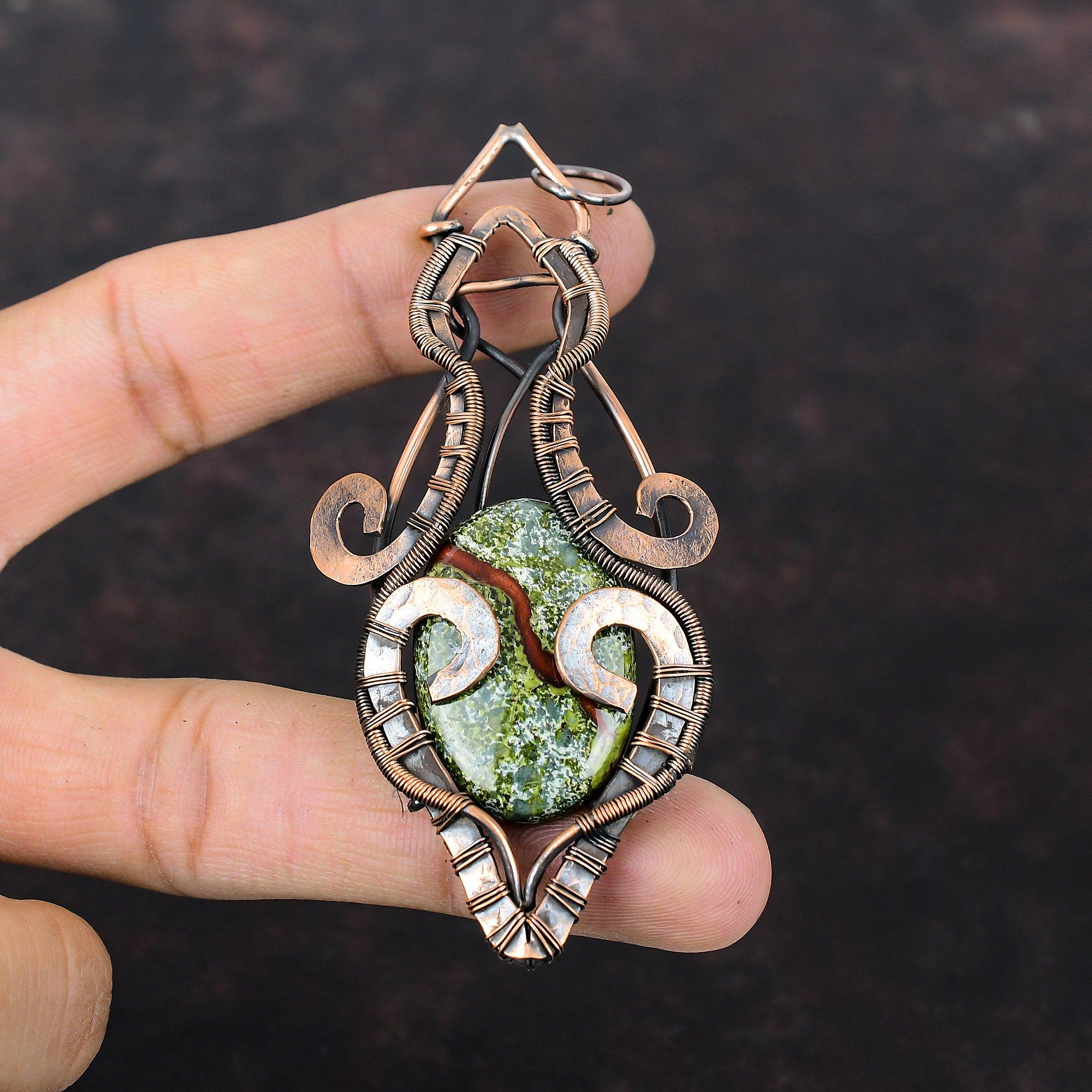 Dragon Bloodstone Pendant Copper Wire Wrapped Pendant Handmade Gemstone Jewelry Latest Design Pendant Copper Wire Wrap Jewelry Gift For Her