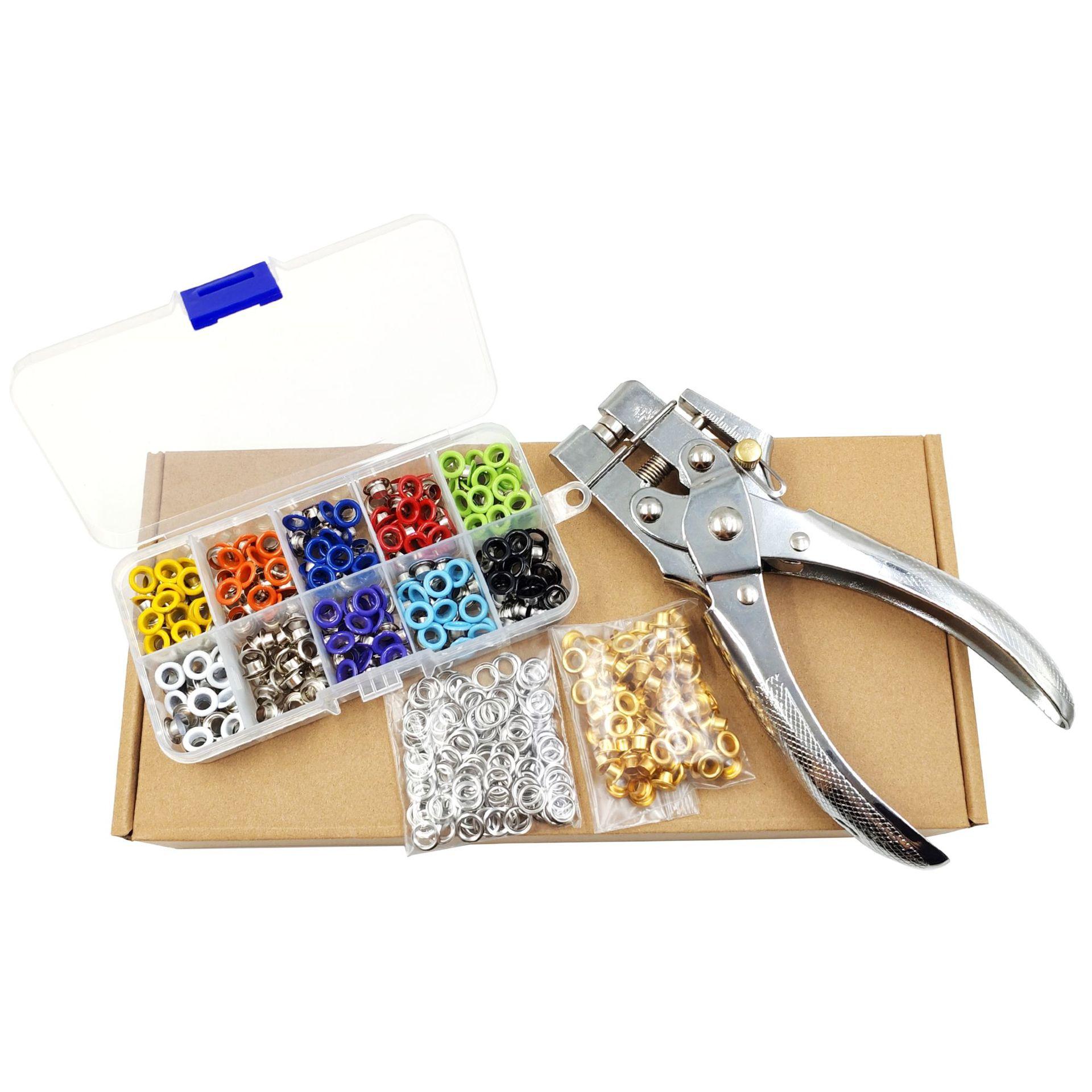 400 Sets 5mm + Eyelet Installation Punch Pliers Copper Color Air Eyelet Grommet Tool Set