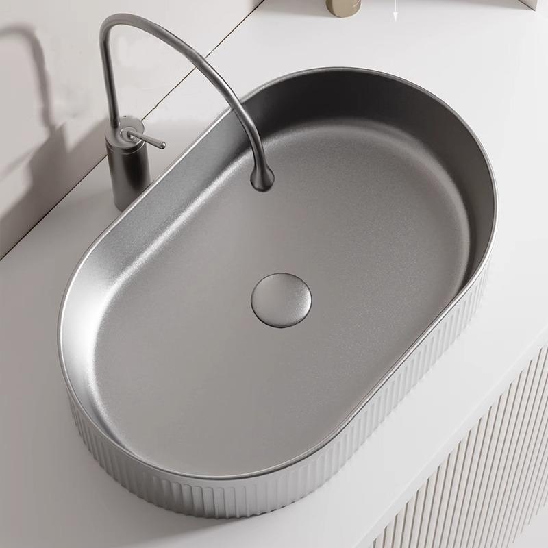 Bathroom Counter Top  Ceramic Sink Rectangular Lavatory Porcelain White Wahsbasin