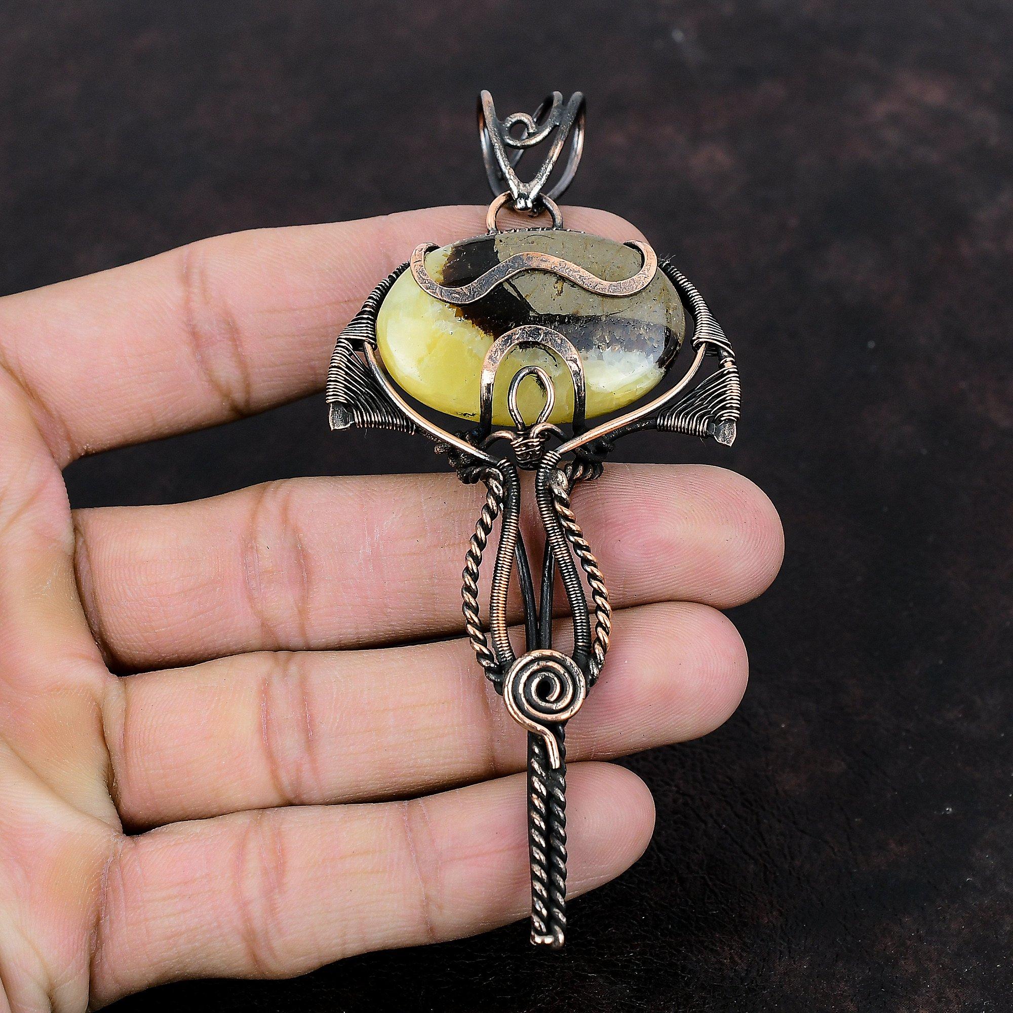 Septarian Pendant Copper Wire Wrapped Pendant Handmade Pendant Septarian Jewelry Original Gemstone Pendant Copper Wire Jewelry Wedding Gift