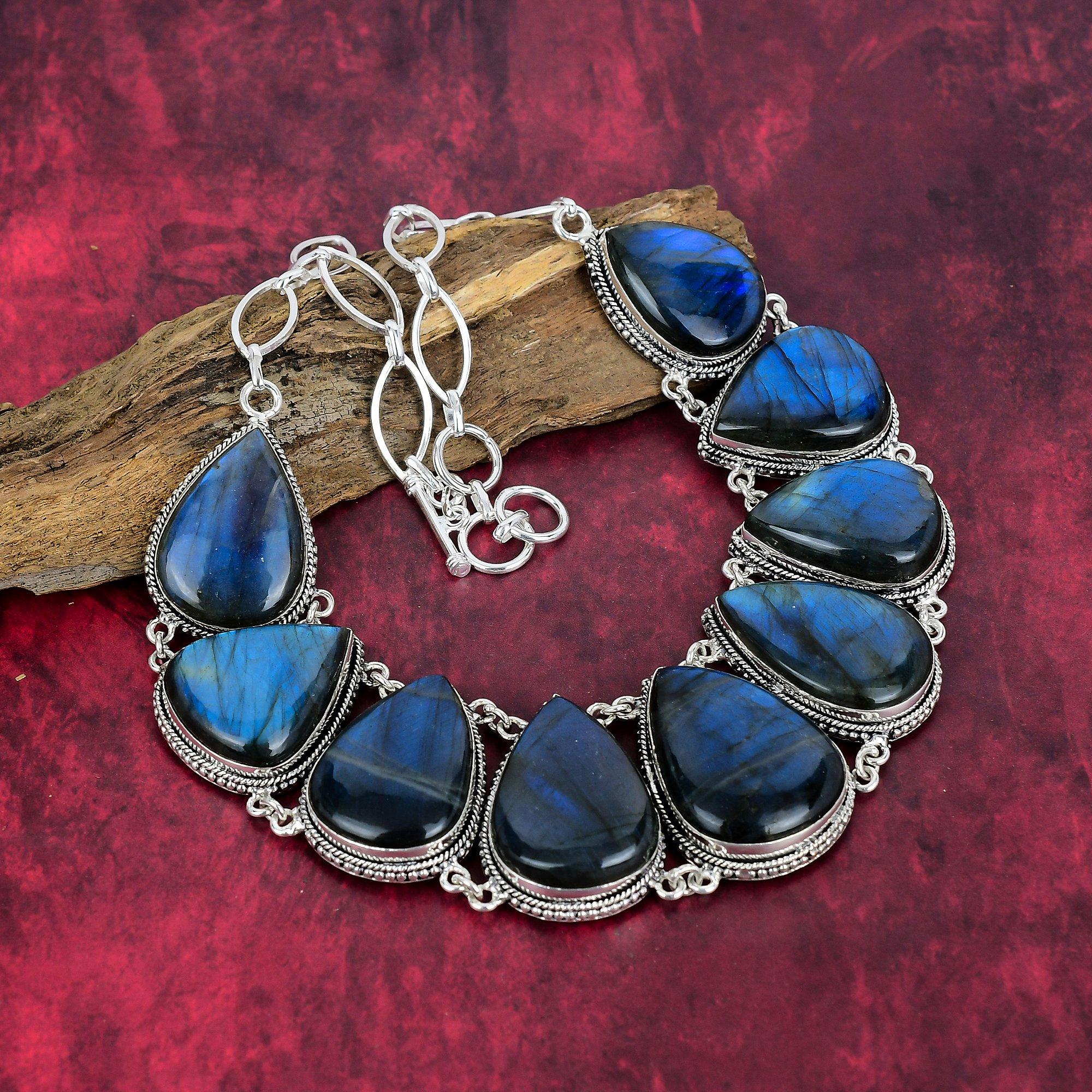 Labradorite Necklace, 925 Solid Sterling Silver Gemstone Jewelry, Handmade Adjustable Chain Necklace Amazing Jewelry, Gift For Her