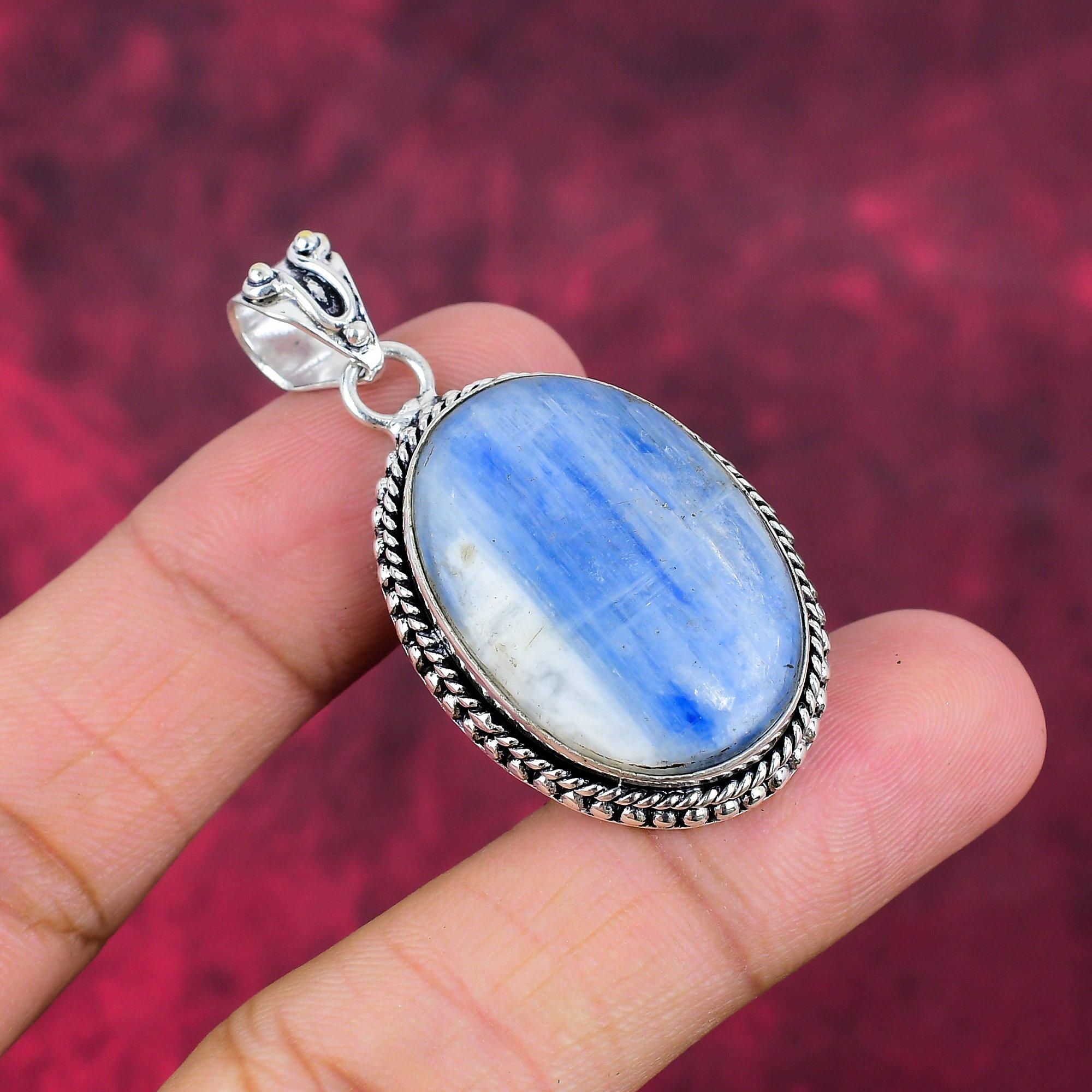 Pendentif en argent sterling massif 925 avec kyanite, bijoux pendentif en pierres précieuses faites à la main, cadeaux pour femme, pendentif tout neuf