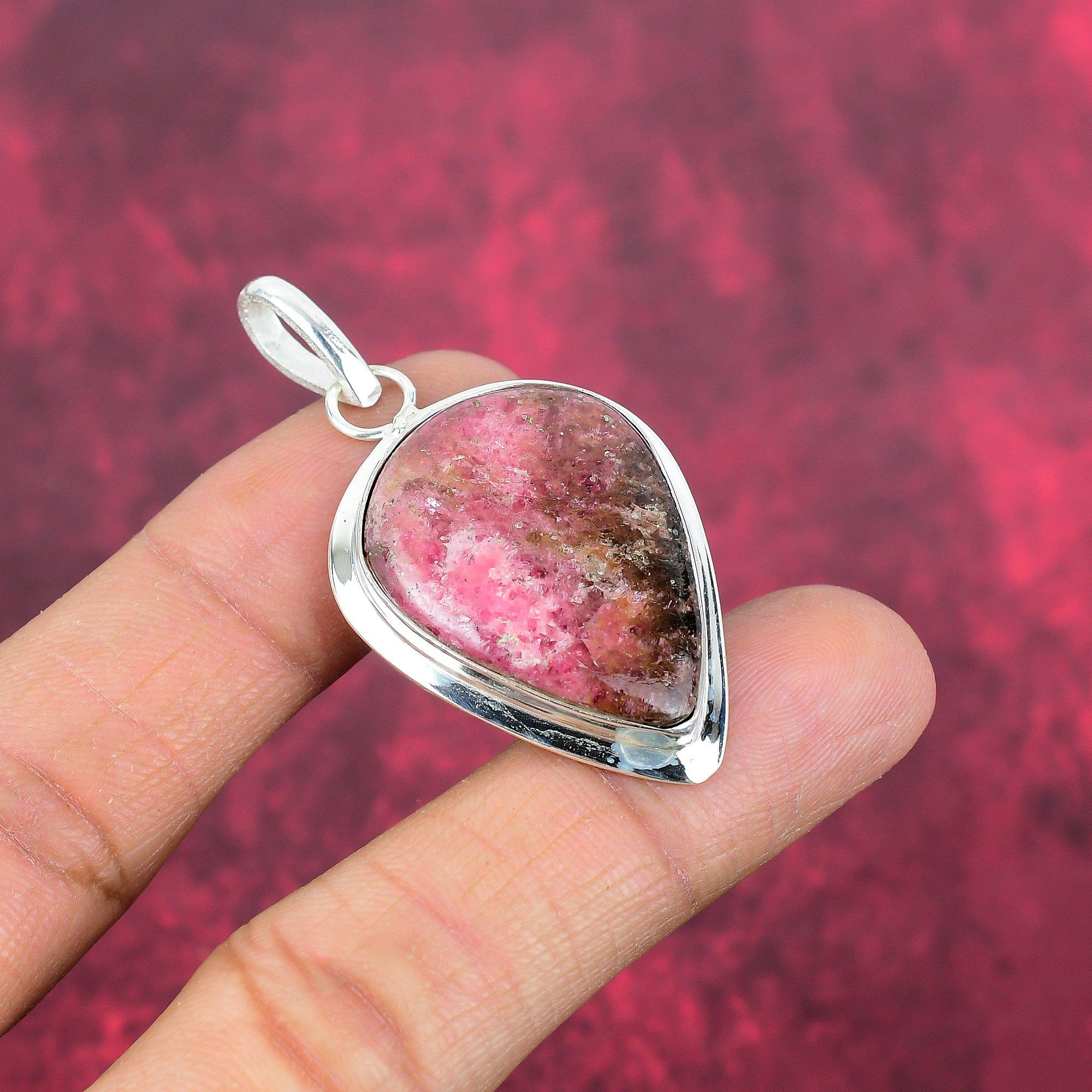 Rhodonite Jewelry, 925 Solid Sterling Silver Pendant Handmade Gemstone Jewelry, Gifts For Wife Brand New Pendant