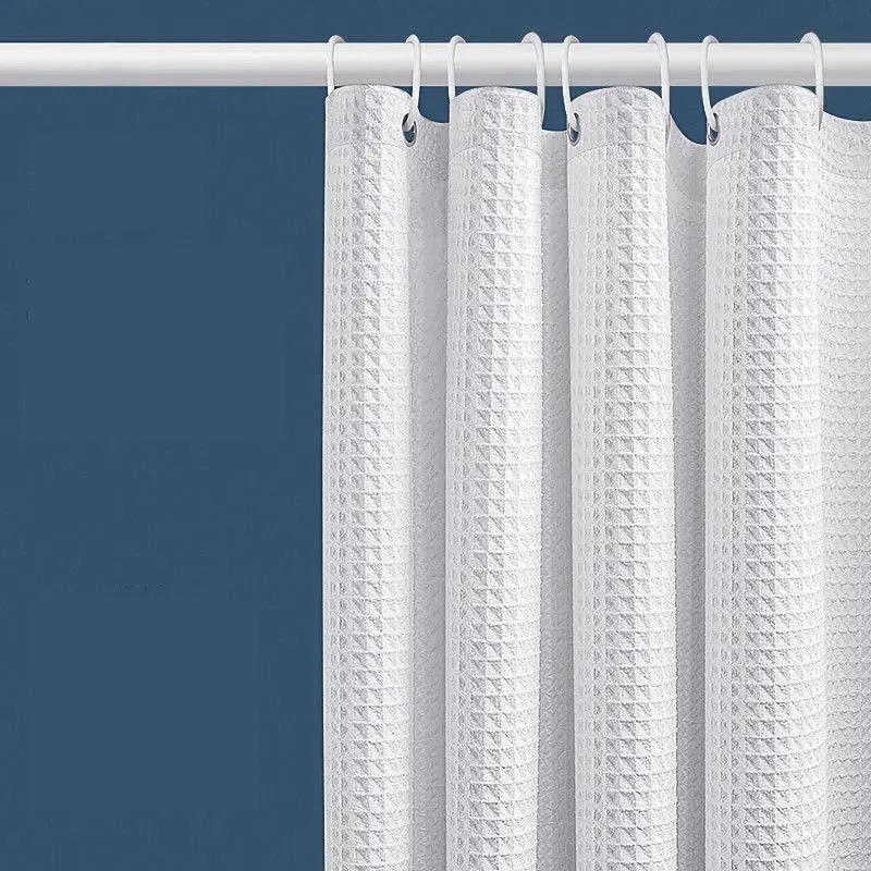 Waffle Shower Curtain, Fabric Shower Curtains for Bathroom, Long Curtains for Bath Tubs Bathroom Shower Curtains