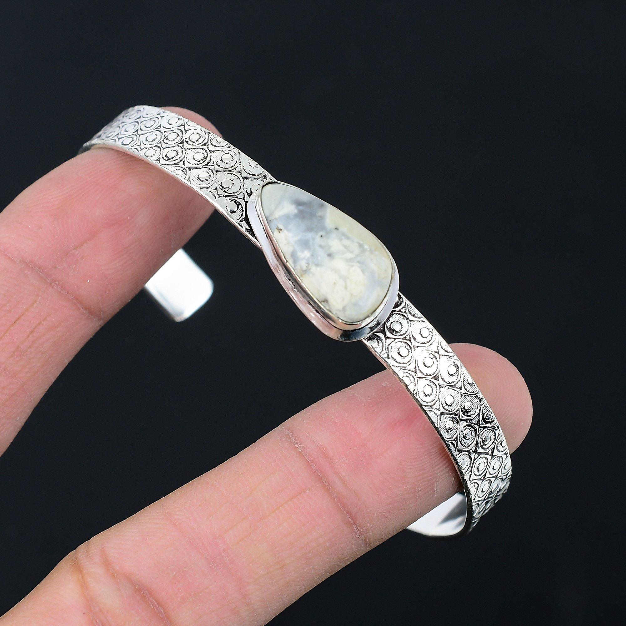 Sisters Day Sale Trillion Maligano Jasper Stone 925 Sterling Silver New Bangle